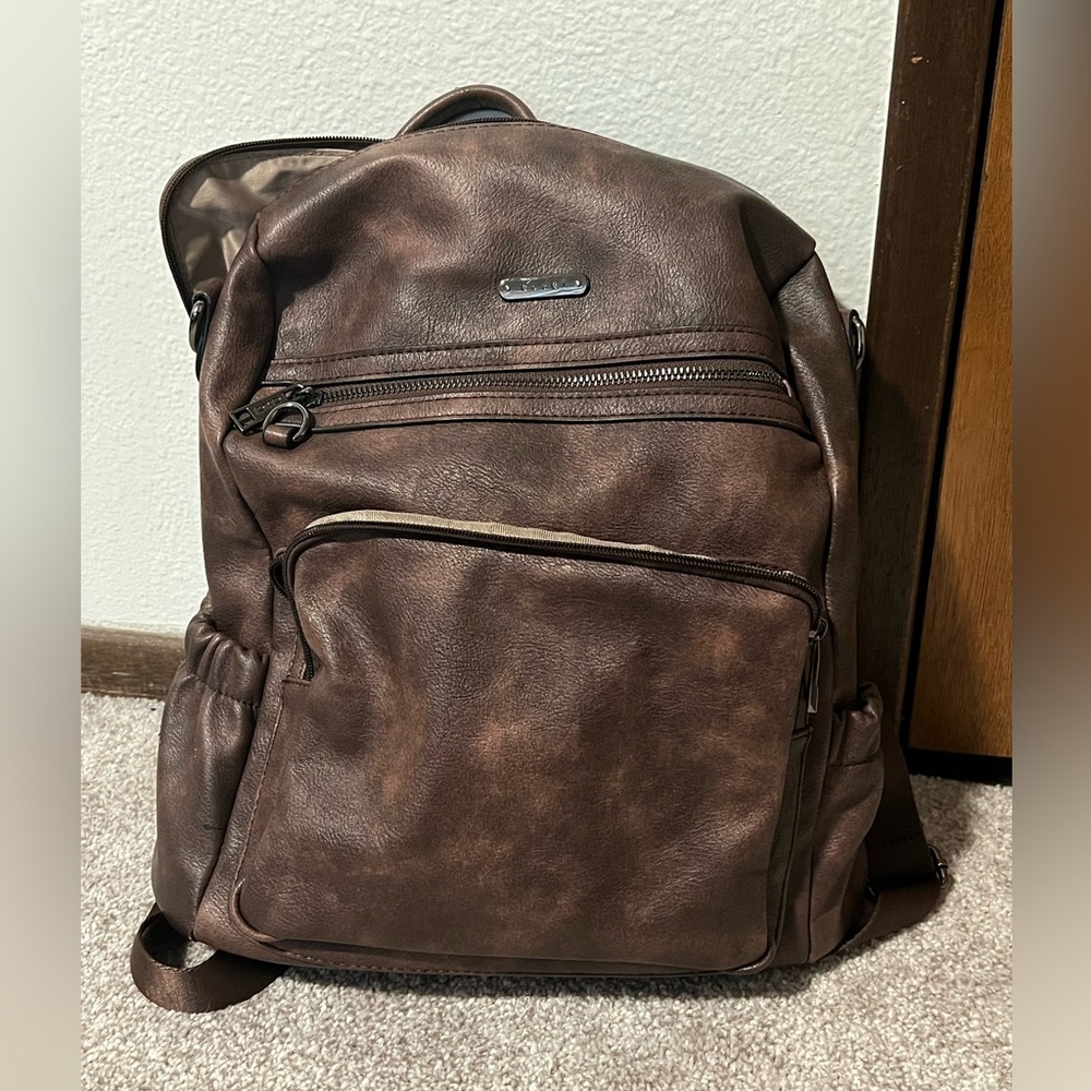Leather backpack purse